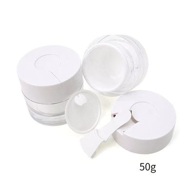 15/30/50g Klares Doppelwand-Kosmetik-Krem-Glas mit eingebautem Hygienischen Löffel für Feuchtigkeitscreme, Gesichtsmaske und Hautpflege