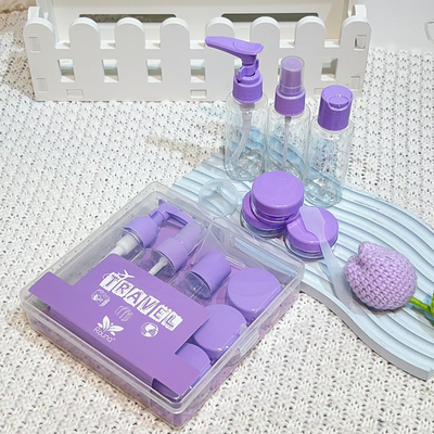 7 Stück Reisegröße Toilettenartikel Set persönliche Flasche Schraubkappe tragbare Plastikspray