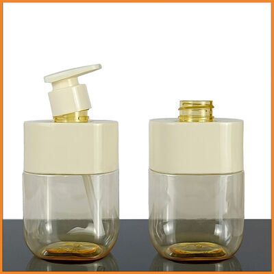 Premium 300ml Quadrat Lotion Pump Flasche kundenspezifische Farbe Schulter Hülle Durchsichtiger Körper Luxus Hautpflege Verpackung