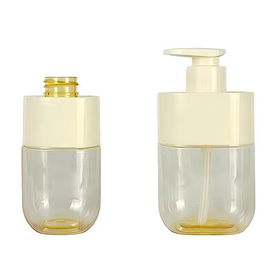Premium 300ml Quadrat Lotion Pump Flasche kundenspezifische Farbe Schulter Hülle Durchsichtiger Körper Luxus Hautpflege Verpackung