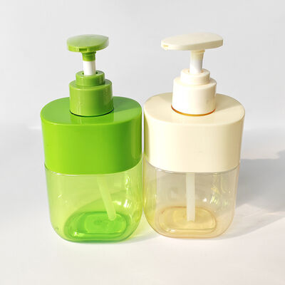 Premium 300ml Quadrat Lotion Pump Flasche kundenspezifische Farbe Schulter Hülle Durchsichtiger Körper Luxus Hautpflege Verpackung
