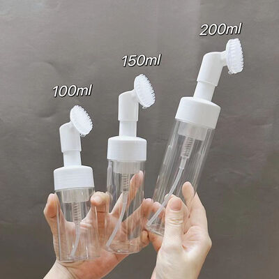 100ml 200ml Cosmetic Silicone Brush Foam Pump Bottle Reusable Plastic Dispenser for Facial Cleanser Soap Pump Dispenser