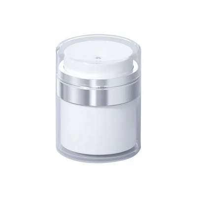 Luftlose Creme Jar 15g 30g 50g 100g Silber Elektroplatiert Ring Klares Acryl Außen Kosmetik Luftlose Pumpe Flasche Nachfüllbar leere Gesichtscreme Lotion Behälter Für Hautpflege Feuchtigkeitscreme