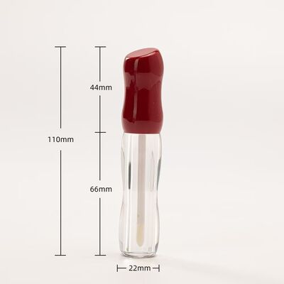 Lipgloss-Flaschen, sanduhrförmig, gebogene Form, klare Lippenglasur-Röhrchen mit Applikatorstäben, mehrfach glänzende rotbraune Kappen, nachfüllbare Lippen-Make-up-Behälter für Lippenöl, Lipgloss