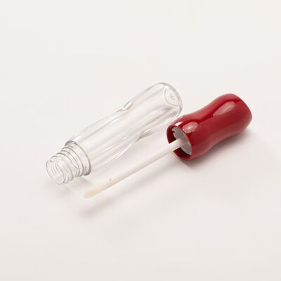 Lipgloss-Flaschen, sanduhrförmig, gebogene Form, klare Lippenglasur-Röhrchen mit Applikatorstäben, mehrfach glänzende rotbraune Kappen, nachfüllbare Lippen-Make-up-Behälter für Lippenöl, Lipgloss