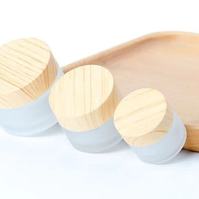 5g 10g 15g 30g 50g Leere Glaskrem-Gläser Nachfüllbare Kosmetik Naturholz Leckdichte Reise-Speicherbehälter für Augencreme Gesichtsmaske Hautpflege