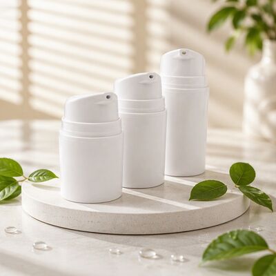 Multiple Types Cylinder Airless Bottle White Plastic Press Airless Pump Bottle With Clear Cap for Lotion Cream Packaging