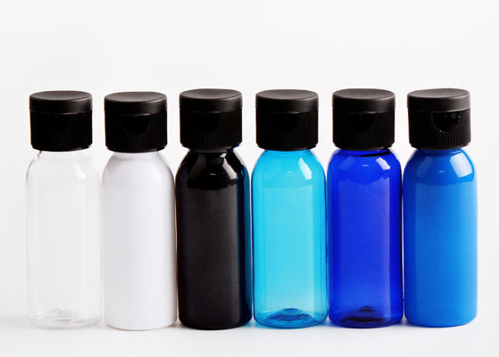 PET 30 ml Plastikflasche Transparente Kosmetikflasche mit schwarzer Kappe