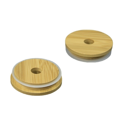 86mm Bambus- Mason Jar Lids Glass Beer können mit Glas-Straw Hole