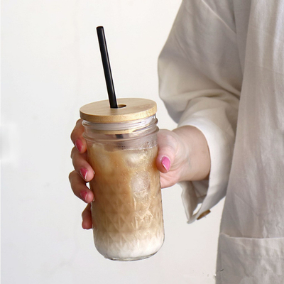86mm Bambus- Mason Jar Lids Glass Beer können mit Glas-Straw Hole