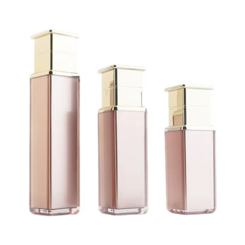 Luxuriöse pinke Acryl-Lotionpumpe mit goldenem Verschluss, auslaufsichere Kosmetikpumpe für Hautpflegeverpackungen