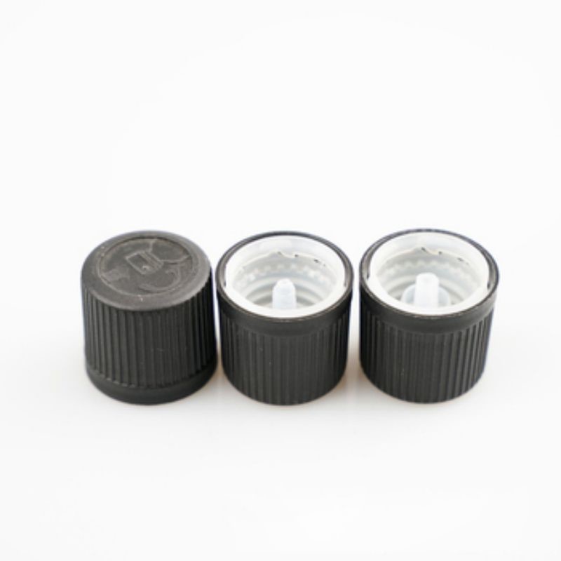 20 mm 24 mm 28 mm schwarz gestreifte glatte Kunststoffschraubkappe Induktionsdichtungsgasket oder Druckempfindliche Dichtungsgasket