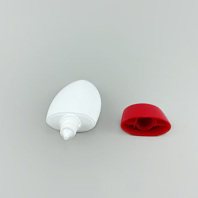 Ovale, eiförmige, leere Sonnenschutz-Roll-on-Flasche, weißer, mattierter Roll-on-Deodorant-Behälter aus Kunststoff, gelbe, nachfüllbare Kosmetikflasche mit Klappdeckel für Sonnenlotion, Körperöl, Deodorant-Verpackung