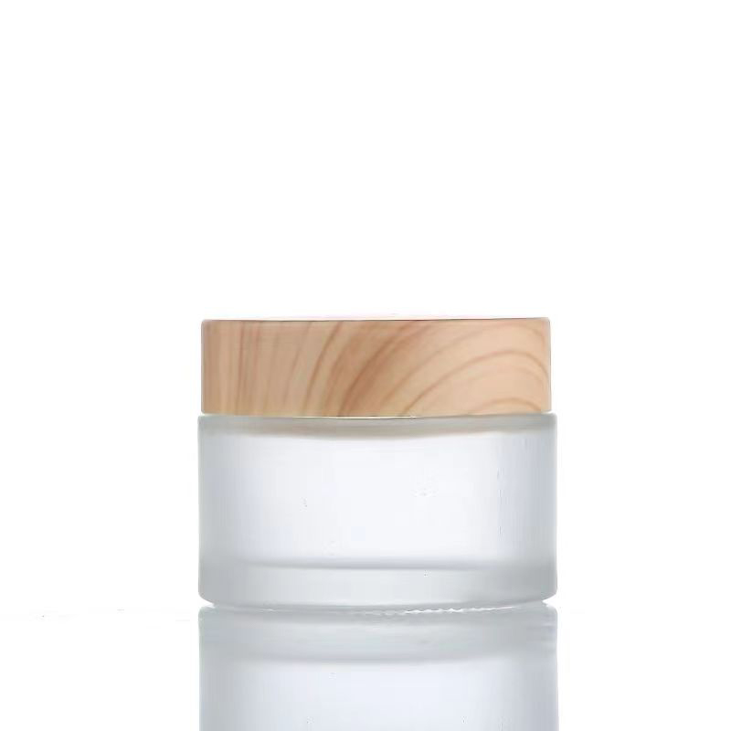 5g 10g 15g 30g 50g Leere Glaskrem-Gläser Nachfüllbare Kosmetik Naturholz Leckdichte Reise-Speicherbehälter für Augencreme Gesichtsmaske Hautpflege