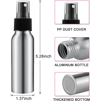 Silberne schwarze Aluminiumsprühflasche-tragbare kosmetische feine Nebel-Sprühflaschen